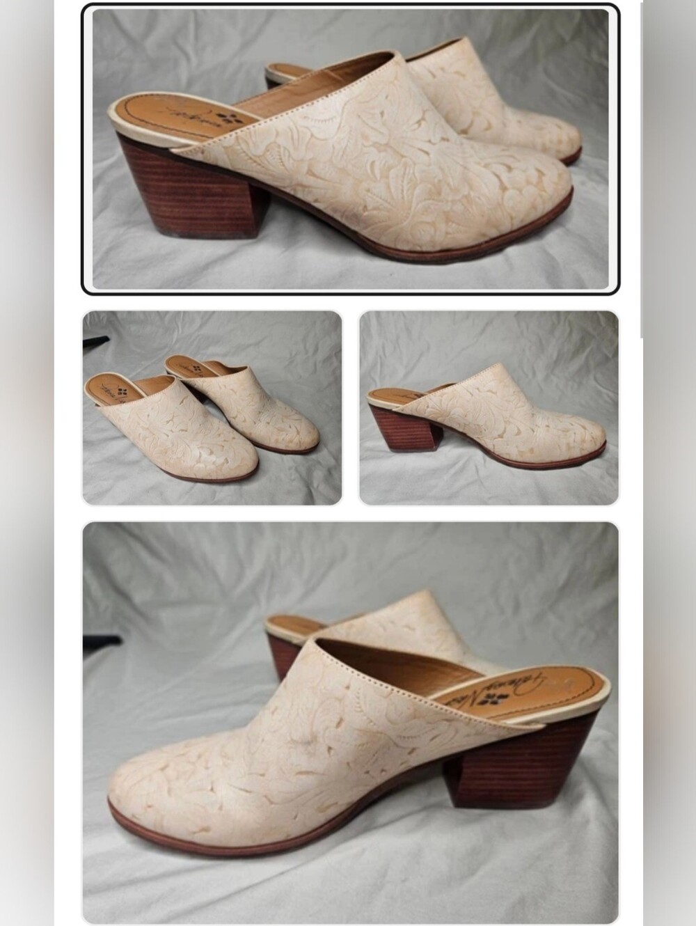 Patricia Nash Embossed Leather Mule - Beige
